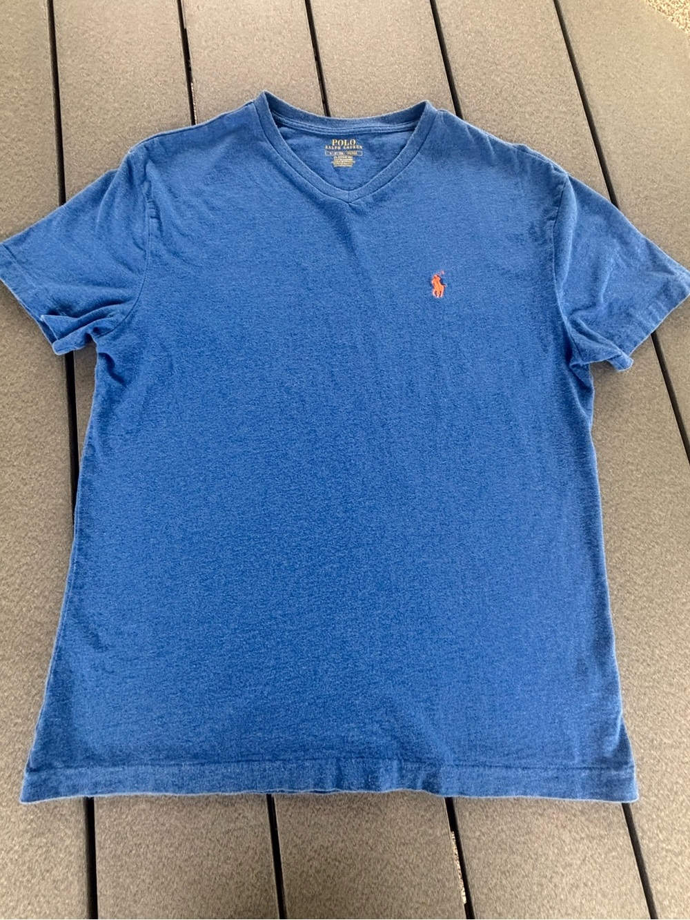 Polo by Ralph Lauren Royal Blue V-Neck Tee with Orange Pony
